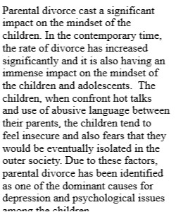 Literature Review Paper: Impact of Parental Divorce on Children